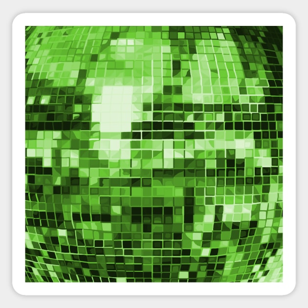 Green Mirrored Disco Ball Pattern Sticker by Art by Deborah Camp